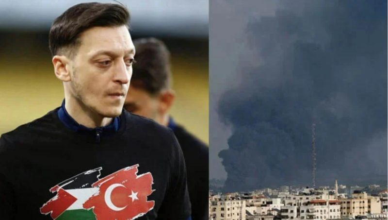 Mesut Ozil shows his support for Palestine as the former Arsenal star includes their flag in post calling for a stop to the war with Israel