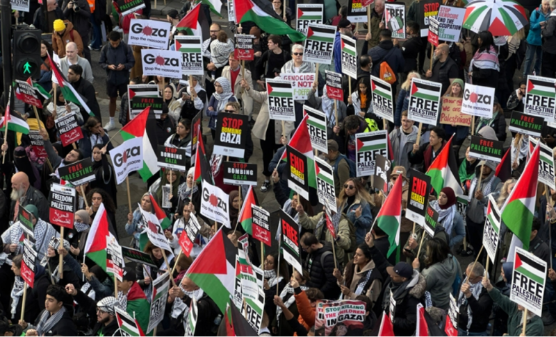 Hundreds of thousands rally across cities to support Palestinians